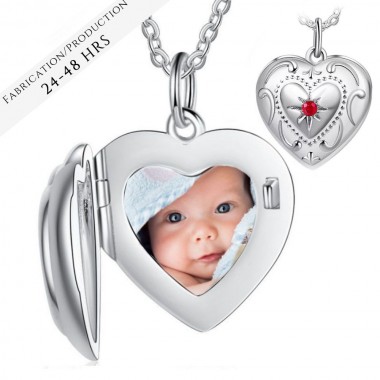 The Ornamental Heart Photo locket Birthstone
