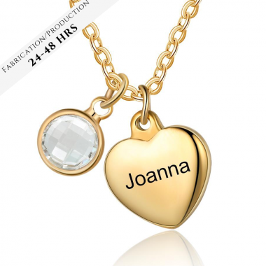 The gold heart necklace birthstone