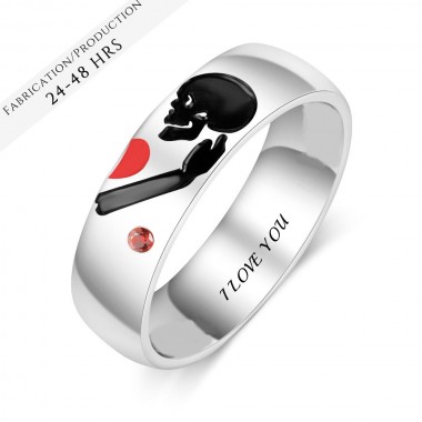 The Skull and Heart Birthstone Wedding Ring