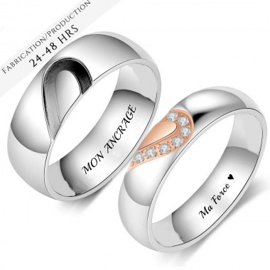 Couple Duo Hearts Ring Set