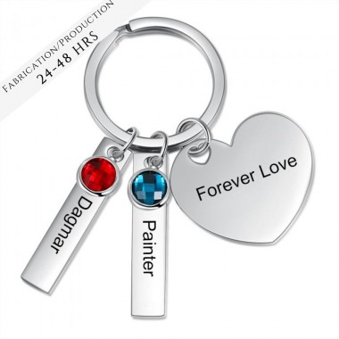 The Birthstone Duo Heart Key Chain