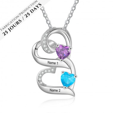 Le Pendentif Amour Famille zircons Cœurs