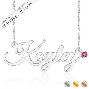 The Name Necklace Calligraphy Birthstone