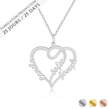 The Name Necklace Trio Heart Family