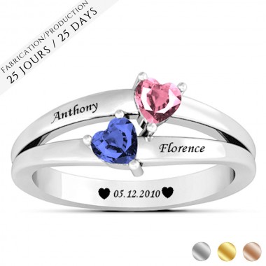 The Simple Duo Hearts Ring