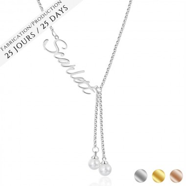 The Double Pearl Name Necklace