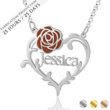 The name rose heart necklace