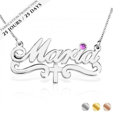 The Name Necklace Cross Birthstone