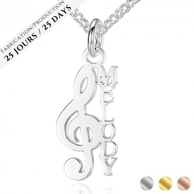 The Name Necklace Treble Key Vertical