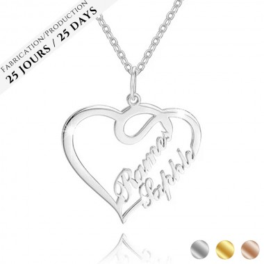 My Heart Double Name Necklace