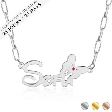 The Butterfly Birthstone Name Necklace