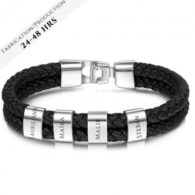 The Bracelet leather square silver 4