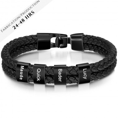 The Square leather bracelet black 4