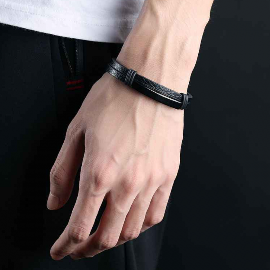 Matte Black Beaded Bracelet Set | Classy Men Collection